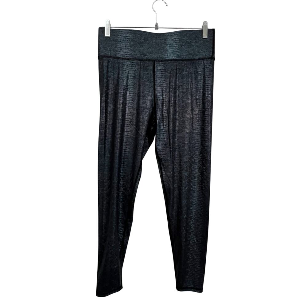 Cut The Frills Snakeskin Design Leggings Large Black Blue